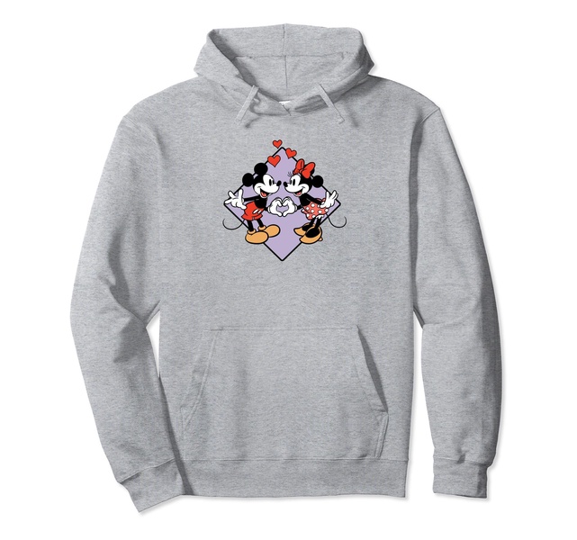 Amazon Essentials Mickey and Minnie Smiling in Love Valentine's Day Pullover Hoodie