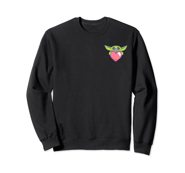 Amazon Essentials The Mandalorian Grogu Holding a Valentine's Heart Sweatshirt