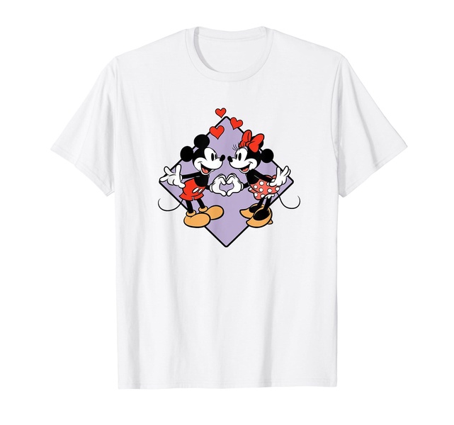 Amazon Essentials Mickey and Minnie Smiling in Love Valentine's Day T-Shirt