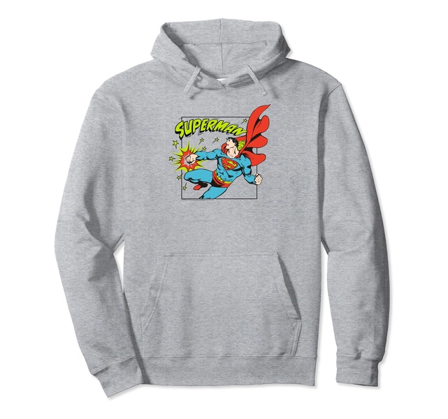 Amazon Essentials DC Comics Superman Action Punch Comic Square Pullover Hoodie