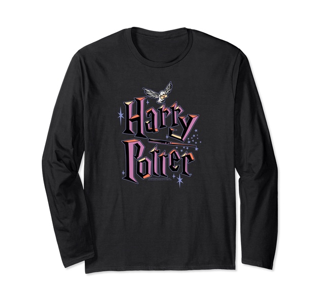 Amazon Essentials Harry Potter Multicolor Purple Logo Long Sleeve T-Shirt