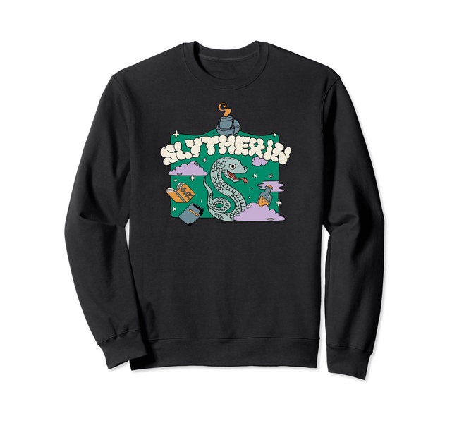 Amazon Essentials Harry Potter Hogwarts Slytherin House Cartoon Scene Sweatshirt