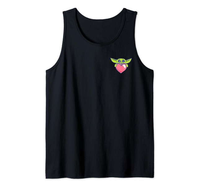 Amazon Essentials The Mandalorian Grogu Holding a Valentine's Heart Tank Top