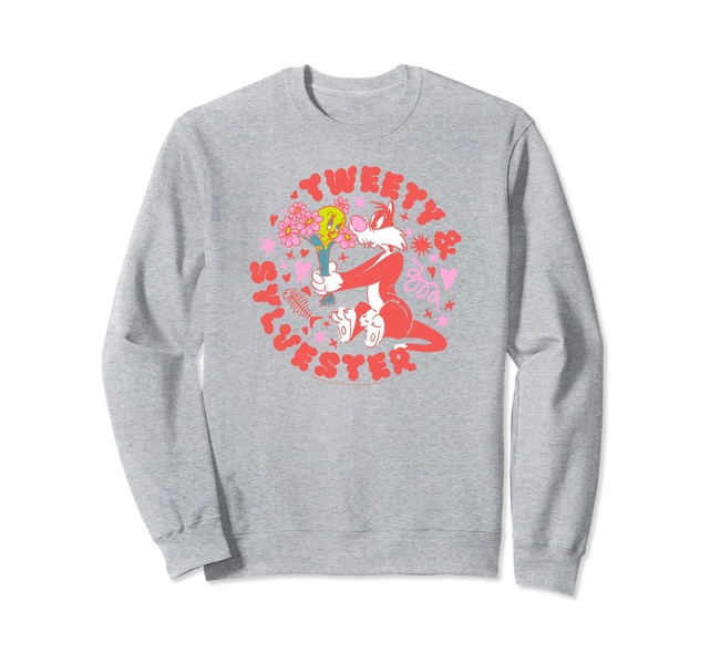 Amazon Essentials Looney Tunes Circle Tweety and Red Sylvester Sweatshirt