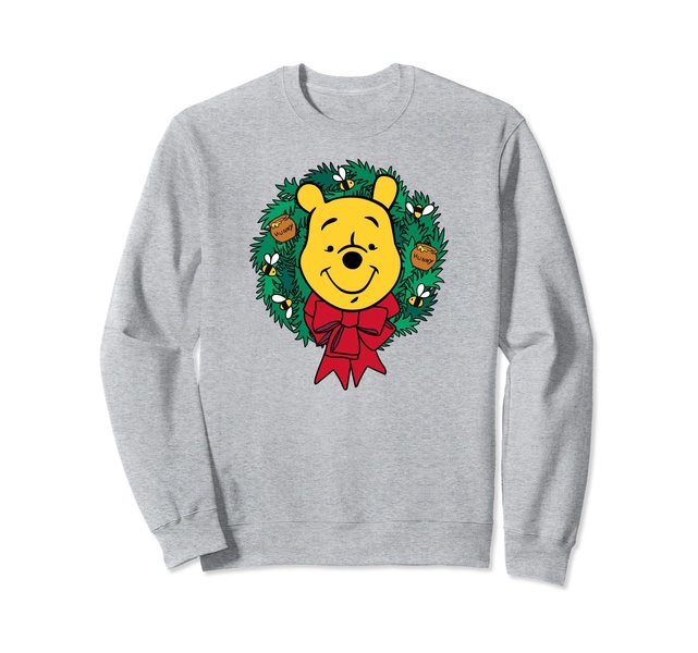 Amazon Essentials Winnie the Pooh Festive Holiday Christmas Wreath Sweatshirt