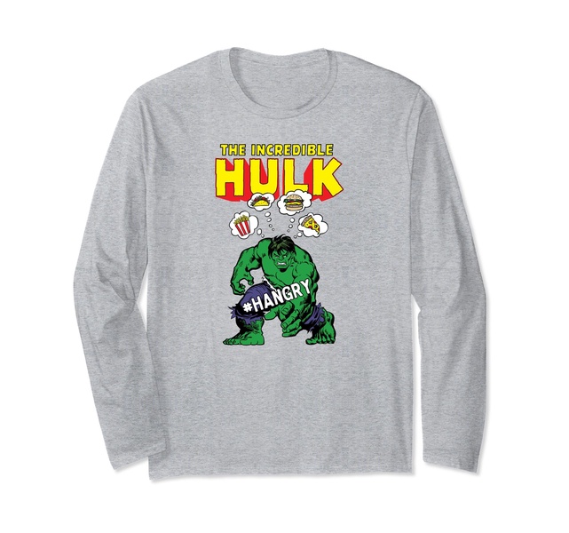 Amazon Essentials Marvel Avengers The Incredible Hulk Hangry Long Sleeve T-Shirt