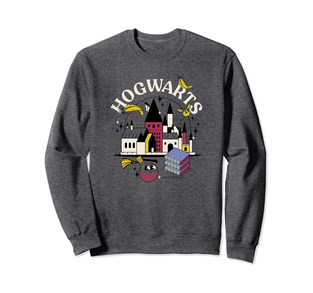 Amazon Essentials Harry Potter Hogwarts Castle Smiling Icons Sweatshirt