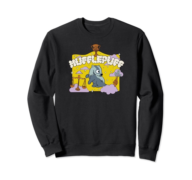 Amazon Essentials Harry Potter Hogwarts Hufflepuff House Cartoon Scene Sweatshirt