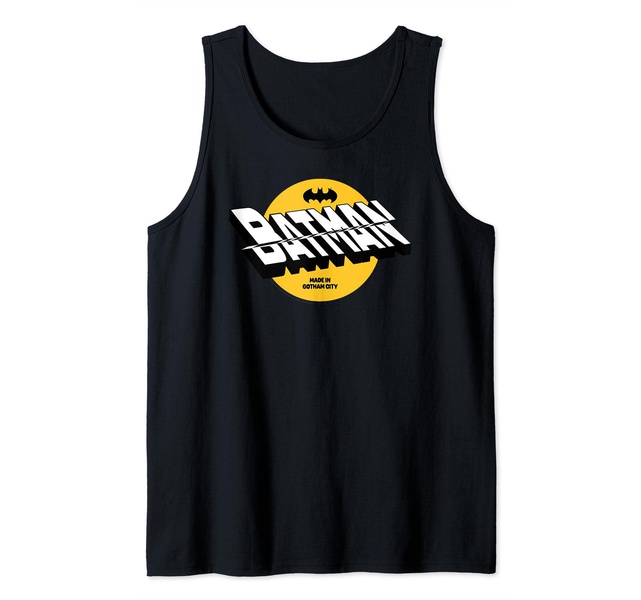 Amazon Essentials DC Comics Batman Circle 3D Shifted Logo Tank Top