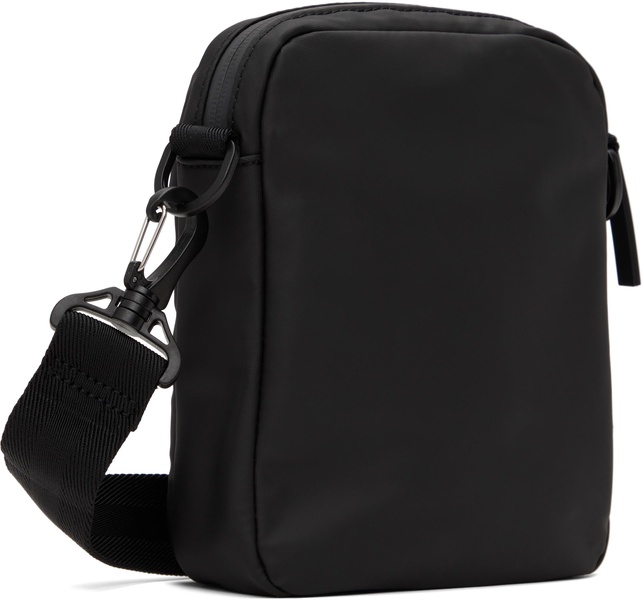 Black Faux-Leather Reporter Bag