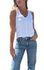 v neck tank with center front seam in white