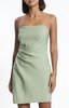 pleated mini dress in leaf