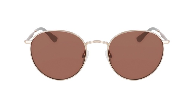 COLE HAAN CH6502 Polarized Round Sunglasses, Gold, 53/21/140