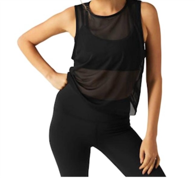 show off mesh tank top in black