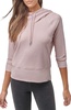Andrew Marc Women's Micro Waffle 3/4 Sleeve Funnel Neck Hoodie