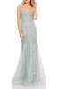 Women's Embellished Sleeveless Plunge Neck Trumpet Gown