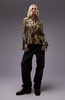 Topshop patchwork scarf print tie front bed jacket in yellow floral print