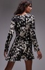 Topshop deep cowl neck tea dress in mono floral
