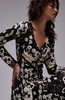 Topshop deep cowl neck tea dress in mono floral