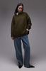 Topshop knitted exposed contrast seam oversized sweater in khaki