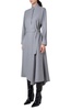 Half-Circle Inset Belted Long-Sleeve Midi Dress