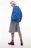 Topshop stripe long sleeve polo in blue