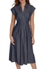 Women's Denim Midi Cap-Sleeve Shirtdress