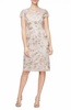 floral embroidered sheath dress in nude multi