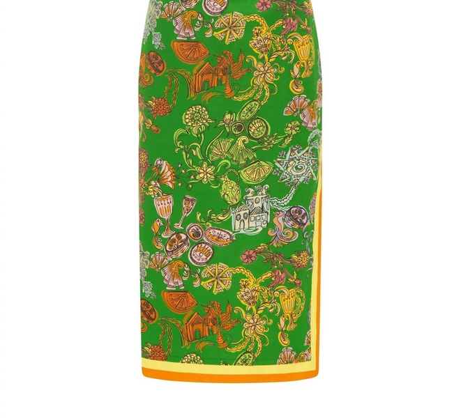 fiesta bodice dress in green multi