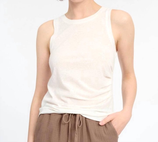 arrow ruched tank top in gardenia
