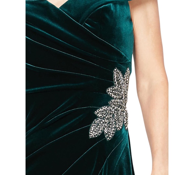 Women's Velvet Off-The-Shoulder Evening Gown