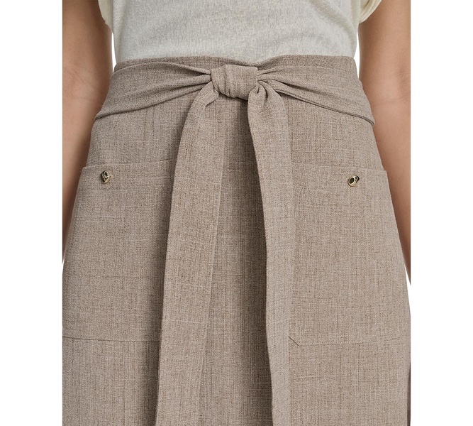 Women's Tie-Waist Patch-Pocket Midi Skirt