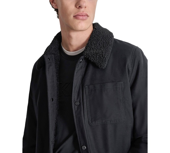 Men's Fleece-Lined Snap-Front Cotton Jacket