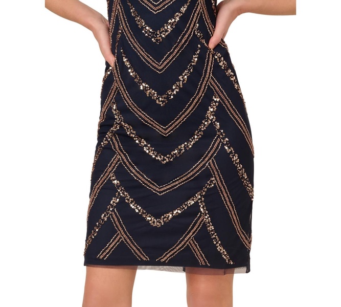Women's Beaded Cap-Sleeve Sheath Dress