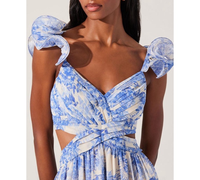 Women's Fritillaria Ruffle-Sleeve Maxi Dress
