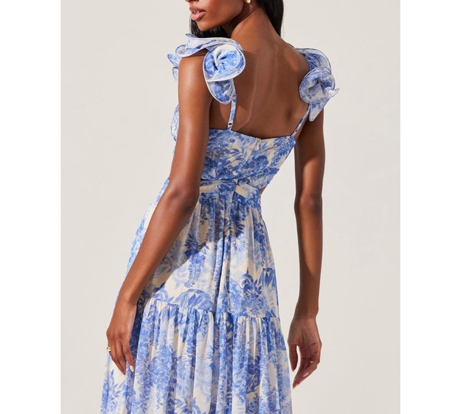 Women's Fritillaria Ruffle-Sleeve Maxi Dress