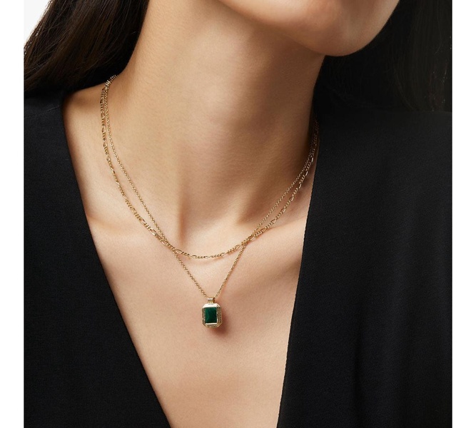 Layered Necklace Set - Temple Green