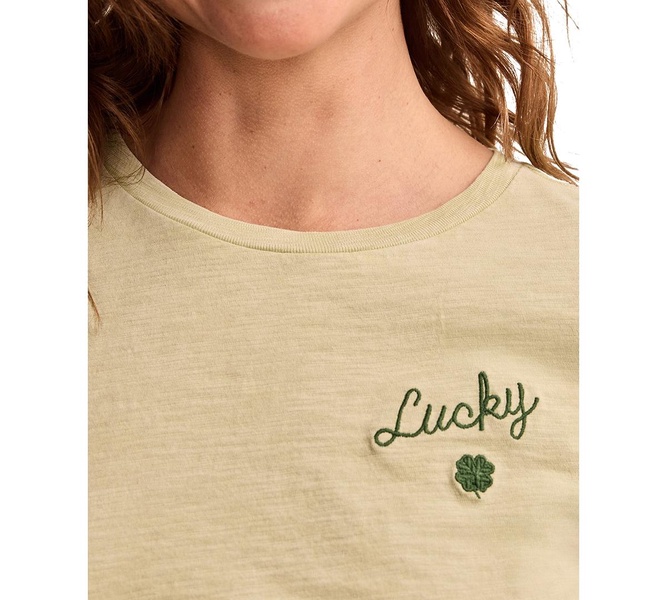 Women's Embroidered Lucky Classic Crewneck Cotton T-Shirt