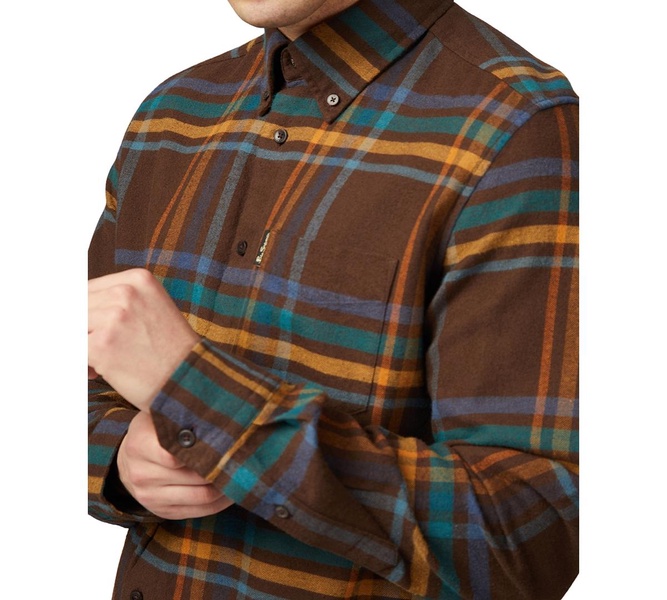 Men's Regular-Fit Oversized Brushed Check Button-Down Shirt