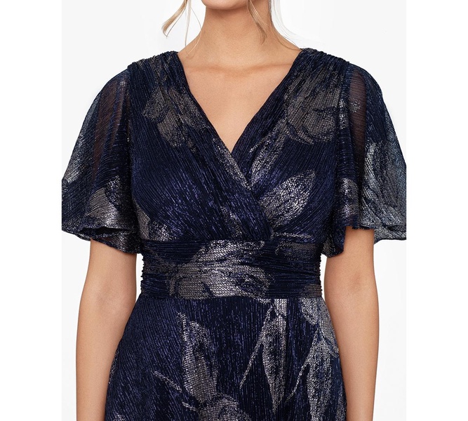 Women's Crinkled Flutter-Sleeve Gown
