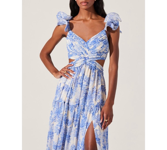 Women's Fritillaria Ruffle-Sleeve Maxi Dress