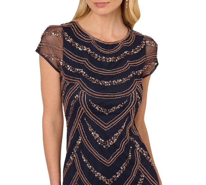 Women's Beaded Cap-Sleeve Sheath Dress