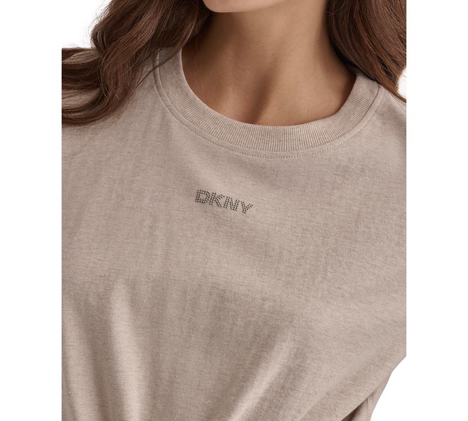 Women's Cotton Stud Logo Knot-Front T-Shirt