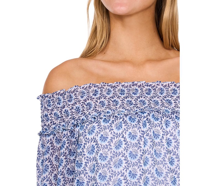 Women's Printed Ruffled Off-The-Shoulder Blouse
