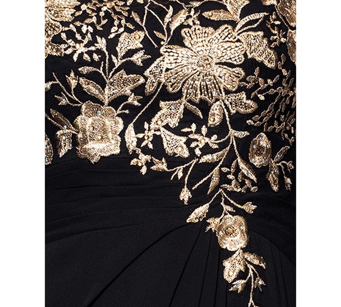 Women's Embroidered Cape-Sleeve Gown