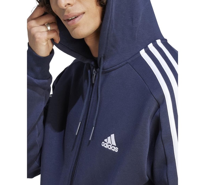 Men's Essentials 3-Stripes Regular-Fit Full-Zip Fleece Hoodie, Regular & Big & Tall 