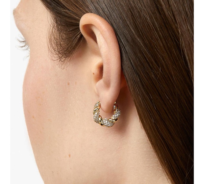 Twisted Hoop Earrings - Paris Small Pave