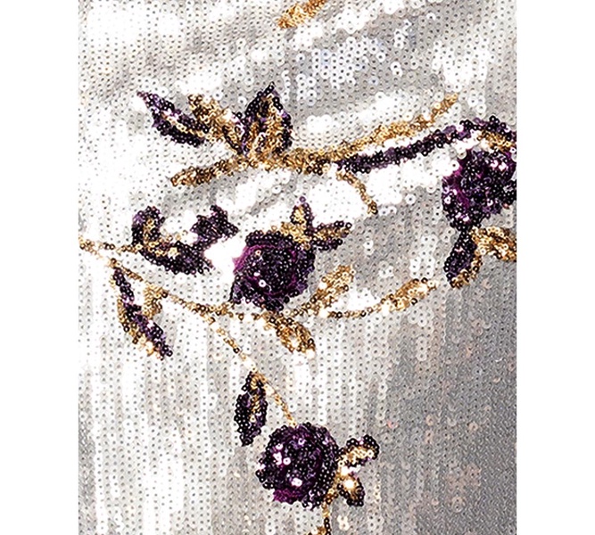 Women's Floral Sequined Strapless Gown