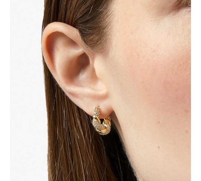 Twisted Hoop Earrings - Paris Small Pave