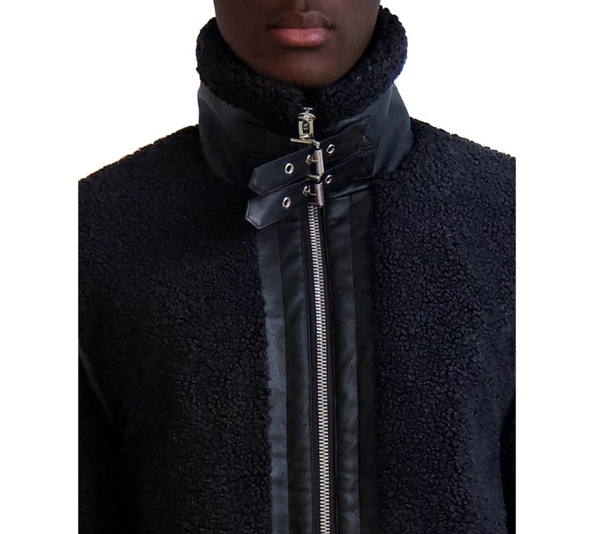 Men's Fleece Faux-Leather Trim Jacket